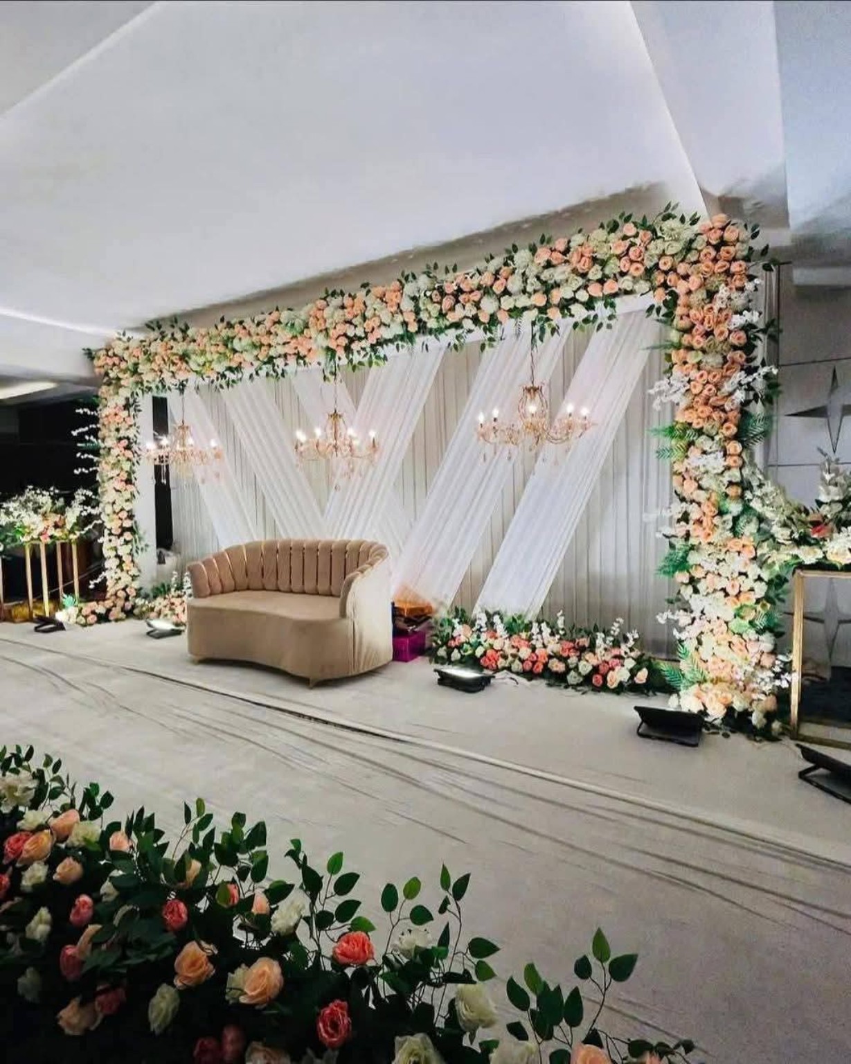 Elegant peach and white floral backdrop